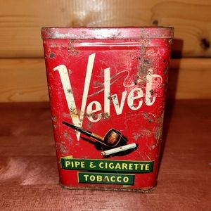 Vintage Velvet Tobacco Tin "Made from the best sun ripened Kentucky Burley..."